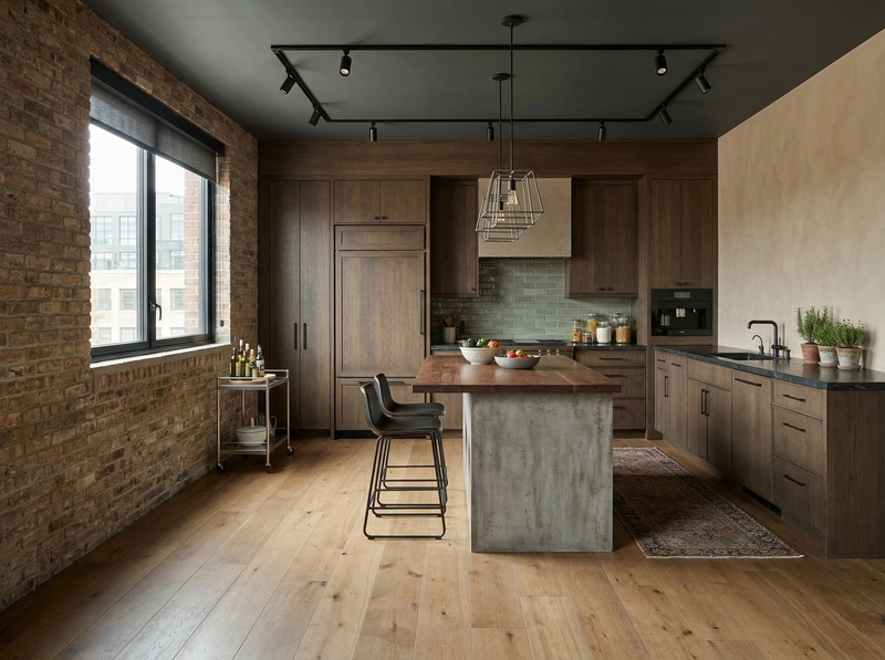 Дизайн кухни в стиле Лофт — фото интерьера от нейросети RoomGPT