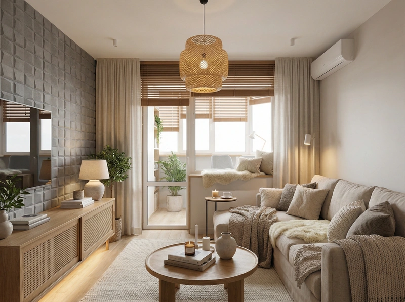 Дизайн интерьера в стиле Хюгге — Гостиная от нейросети RoomGPT