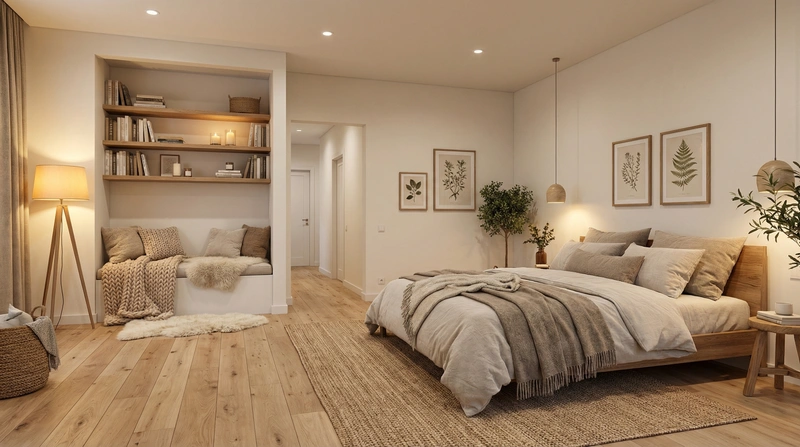 Дизайн интерьера в стиле Хюгге — Спальня от нейросети RoomGPT