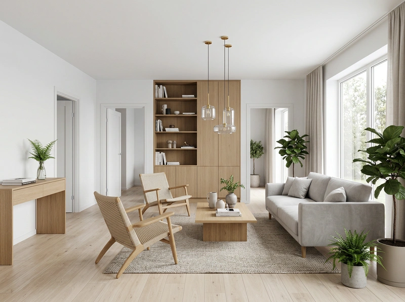 Дизайн интерьера в стиле Сканди — Гостиная от нейросети RoomGPT