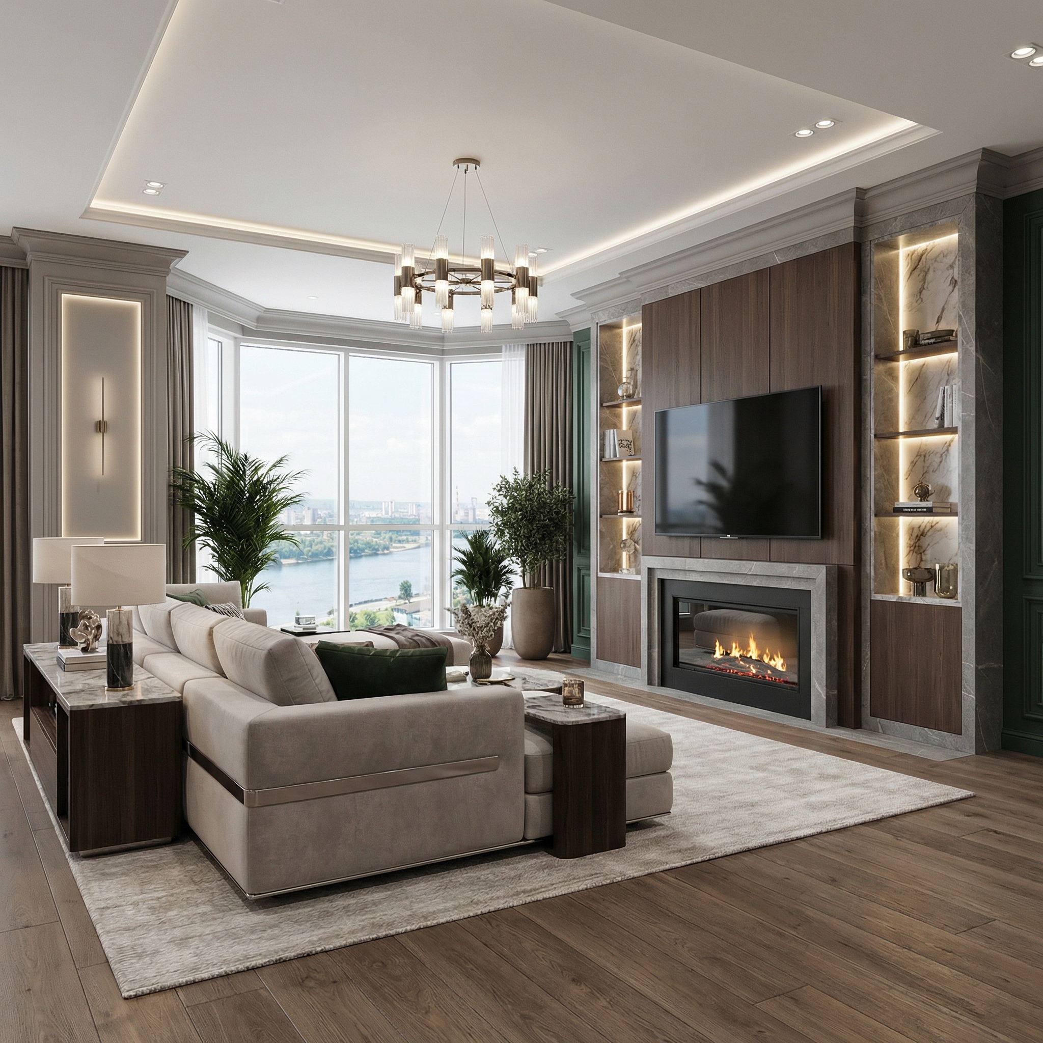 Дизайн гостиной в стиле Классика — фото интерьера от нейросети RoomGPT