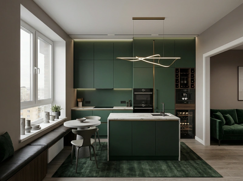 Дизайн кухни в стиле Контемпорари — фото интерьера от нейросети RoomGPT