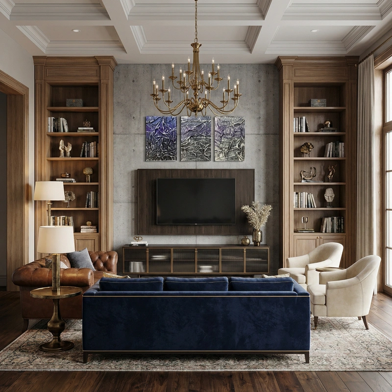 Дизайн интерьера в стиле Классика — Гостиная от нейросети RoomGPT