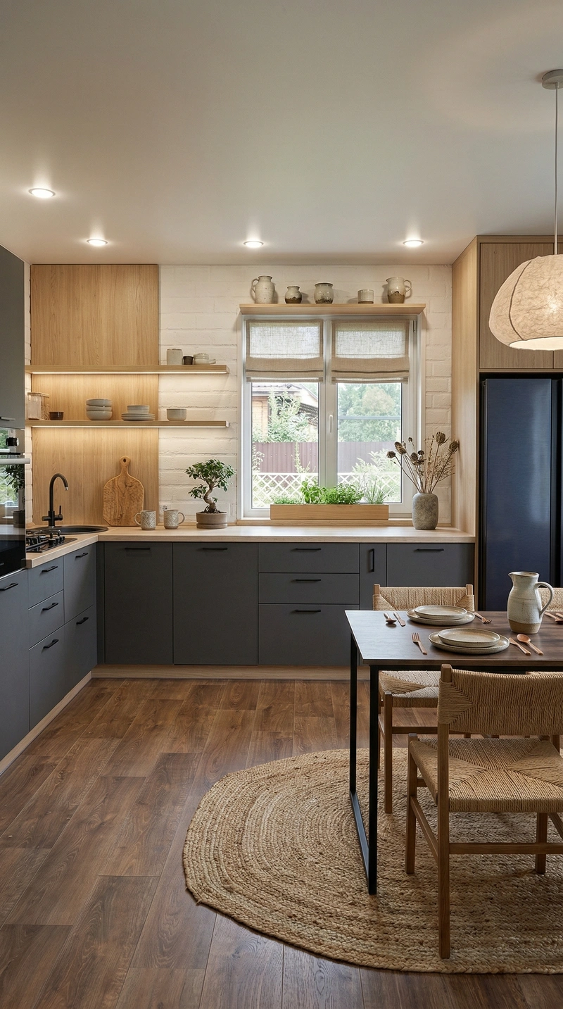 Дизайн кухни в стиле Japandi — фото интерьера от нейросети RoomGPT