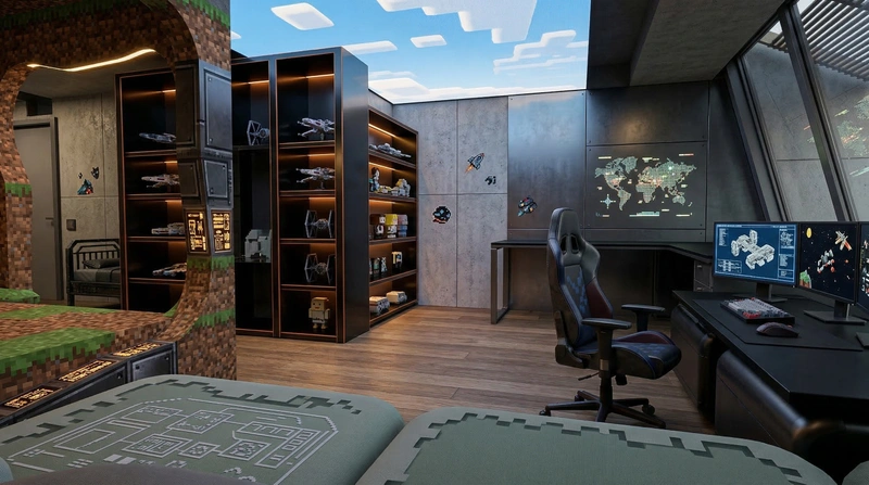 Дизайн детской в стиле Блэктэк — фото интерьера от нейросети RoomGPT