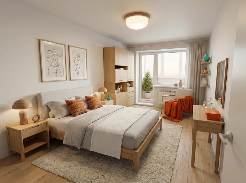 Дизайн интерьера в стиле Хюгге — Спальня от нейросети RoomGPT