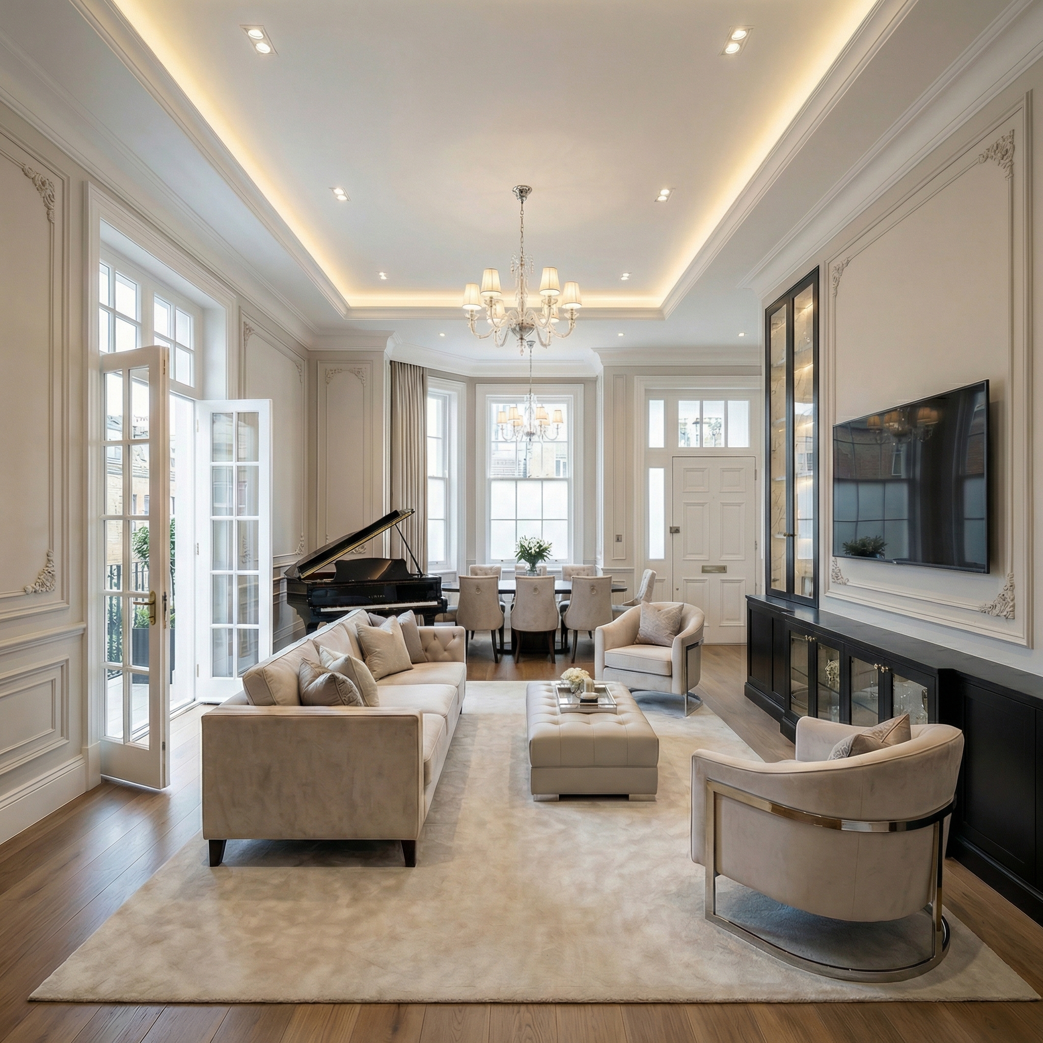 Дизайн гостиной в стиле Классика — фото интерьера от нейросети RoomGPT