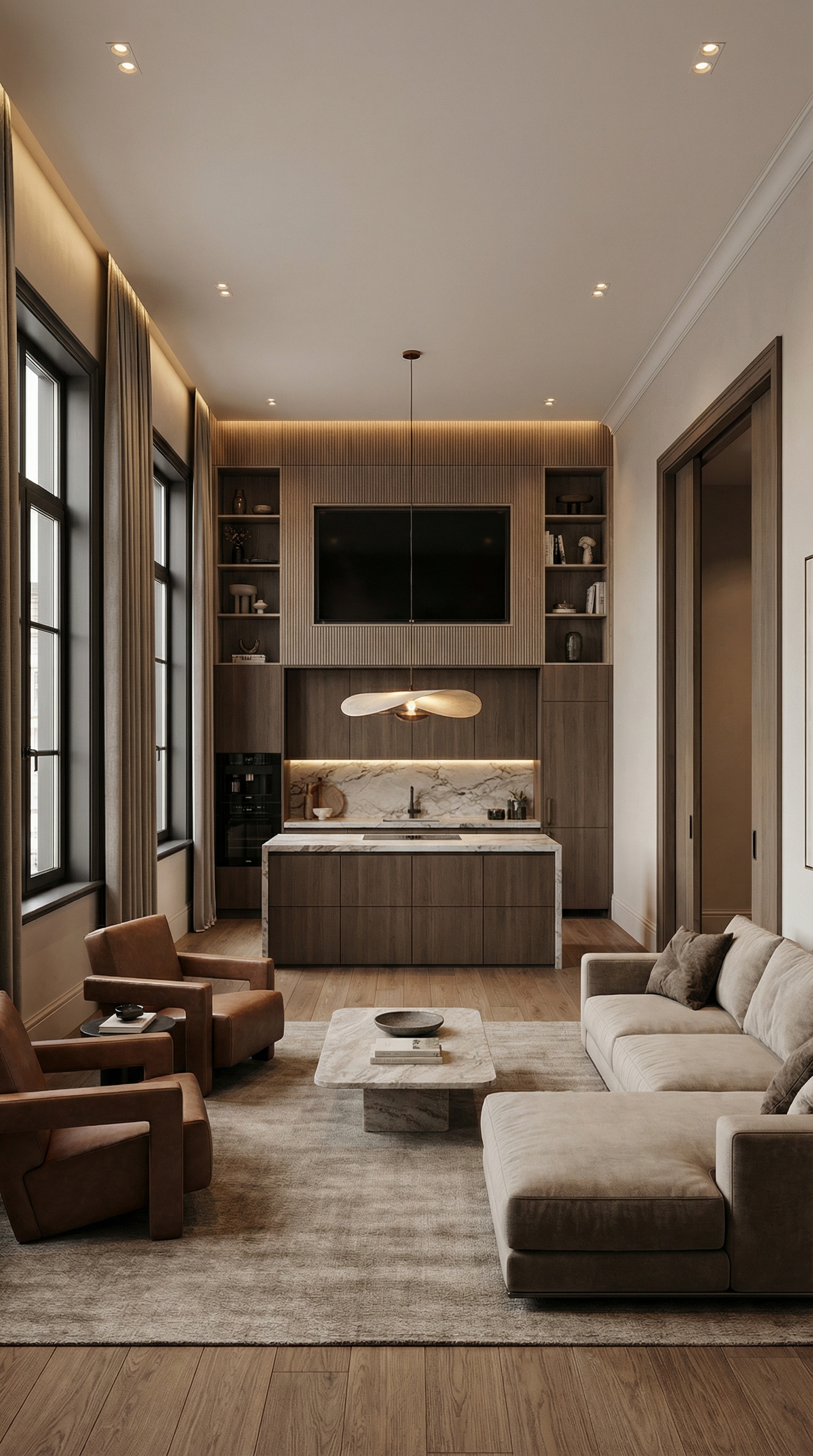 Дизайн гостиной в стиле Контемпорари — фото интерьера от нейросети RoomGPT