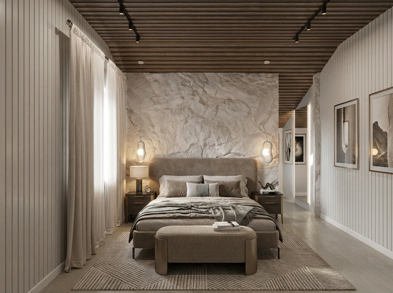 Дизайн интерьера в стиле Контемпорари — Спальня от нейросети RoomGPT