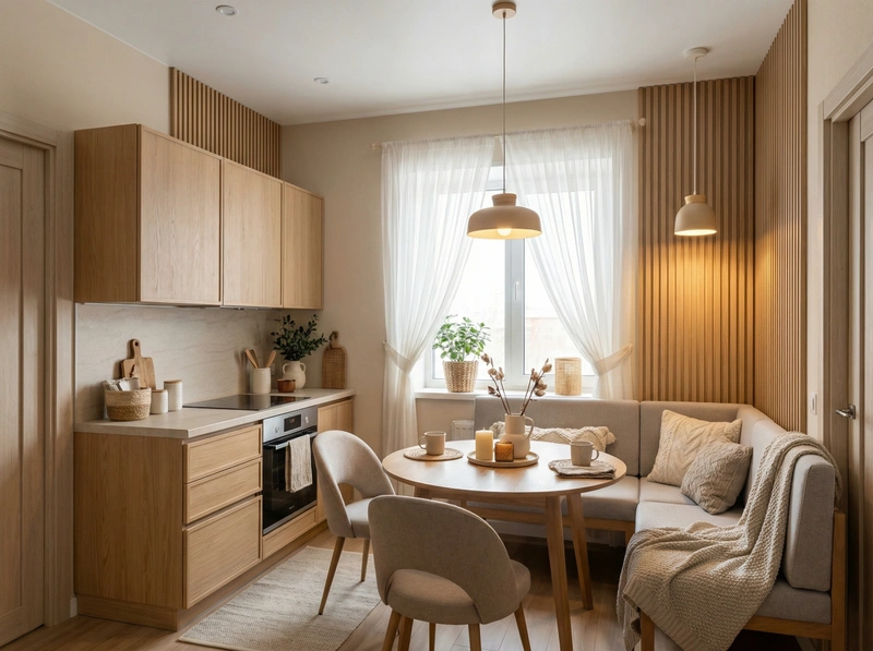 Дизайн интерьера в стиле Хюгге — Кухня от нейросети RoomGPT