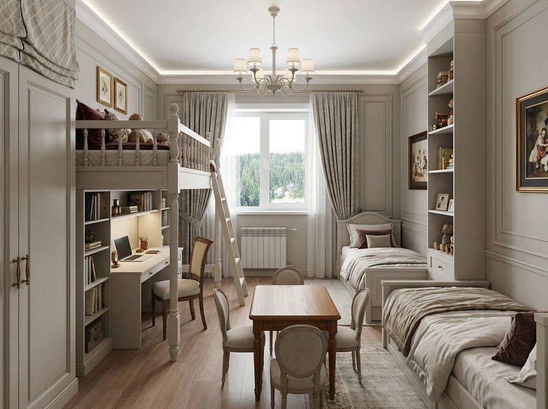 Дизайн интерьера в стиле Классика — Детская от нейросети RoomGPT