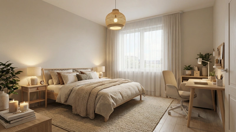 Дизайн интерьера в стиле Хюгге — Спальня от нейросети RoomGPT