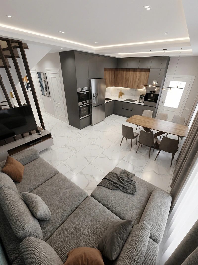 Дизайн интерьера в стиле Контемпорари — Кухня от нейросети RoomGPT