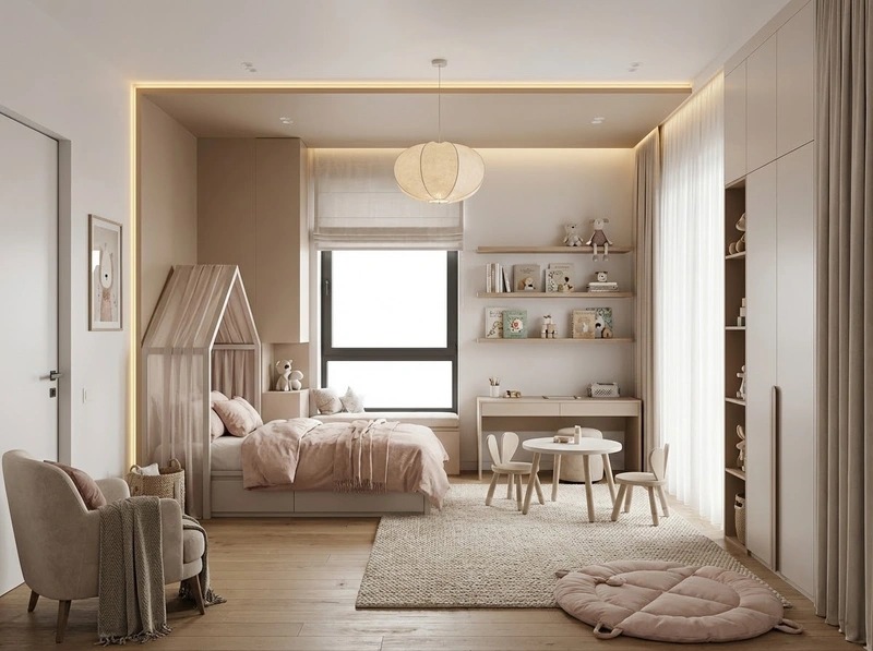 Дизайн детской в стиле Минимализм — фото интерьера от нейросети RoomGPT