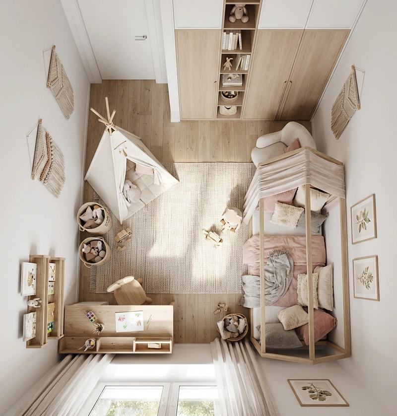 Дизайн интерьера в стиле Сканди — Детская от нейросети RoomGPT