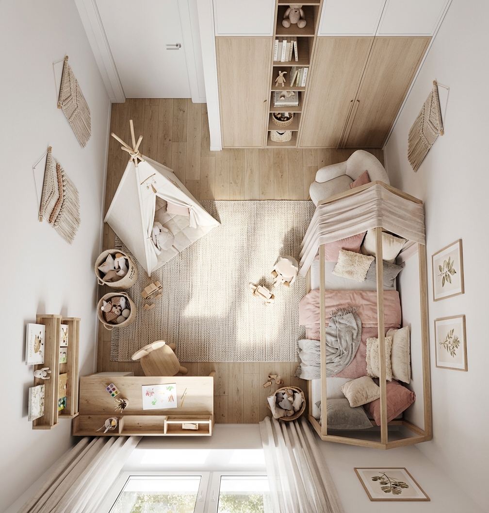 Дизайн детской в стиле Сканди — фото интерьера от нейросети RoomGPT