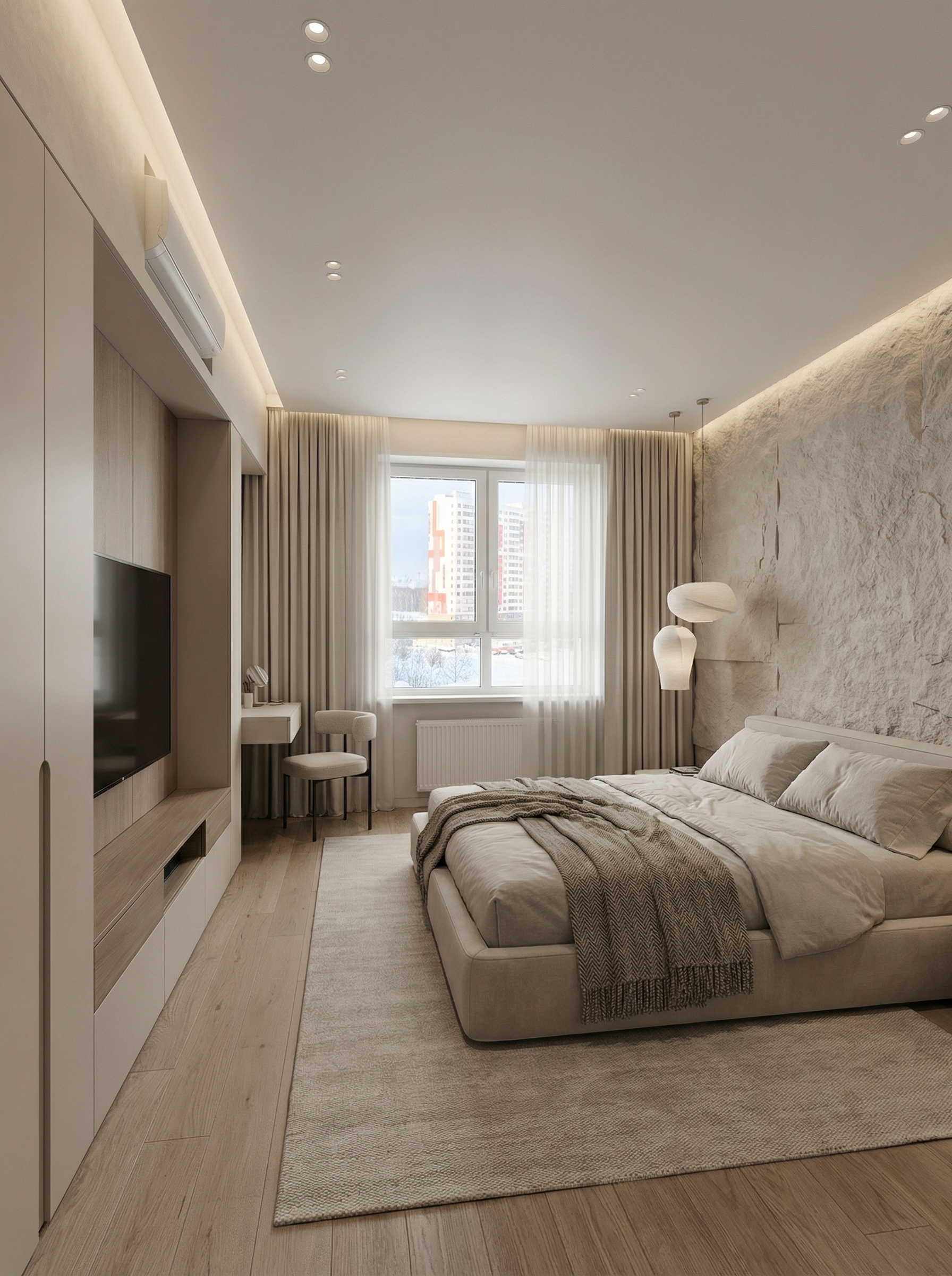 Дизайн спальни в стиле Минимализм — фото интерьера от нейросети RoomGPT