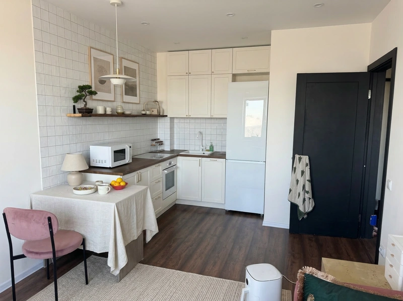 Дизайн кухни в стиле Сканди — фото интерьера от нейросети RoomGPT