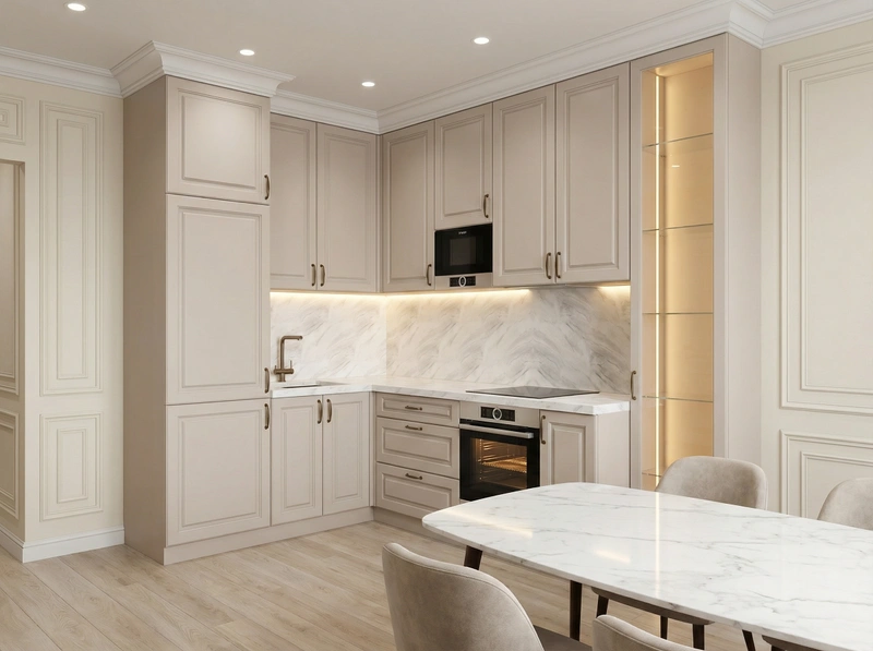 Дизайн интерьера в стиле Классика — Кухня от нейросети RoomGPT