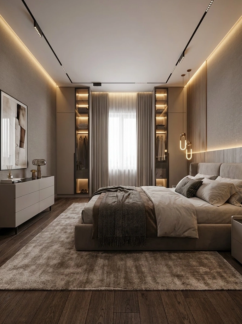 Дизайн интерьера в стиле Контемпорари — Спальня от нейросети RoomGPT