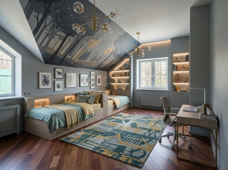 Дизайн детской в стиле Контемпорари — фото интерьера от нейросети RoomGPT