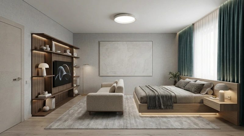 Дизайн спальни в стиле Минимализм — фото интерьера от нейросети RoomGPT