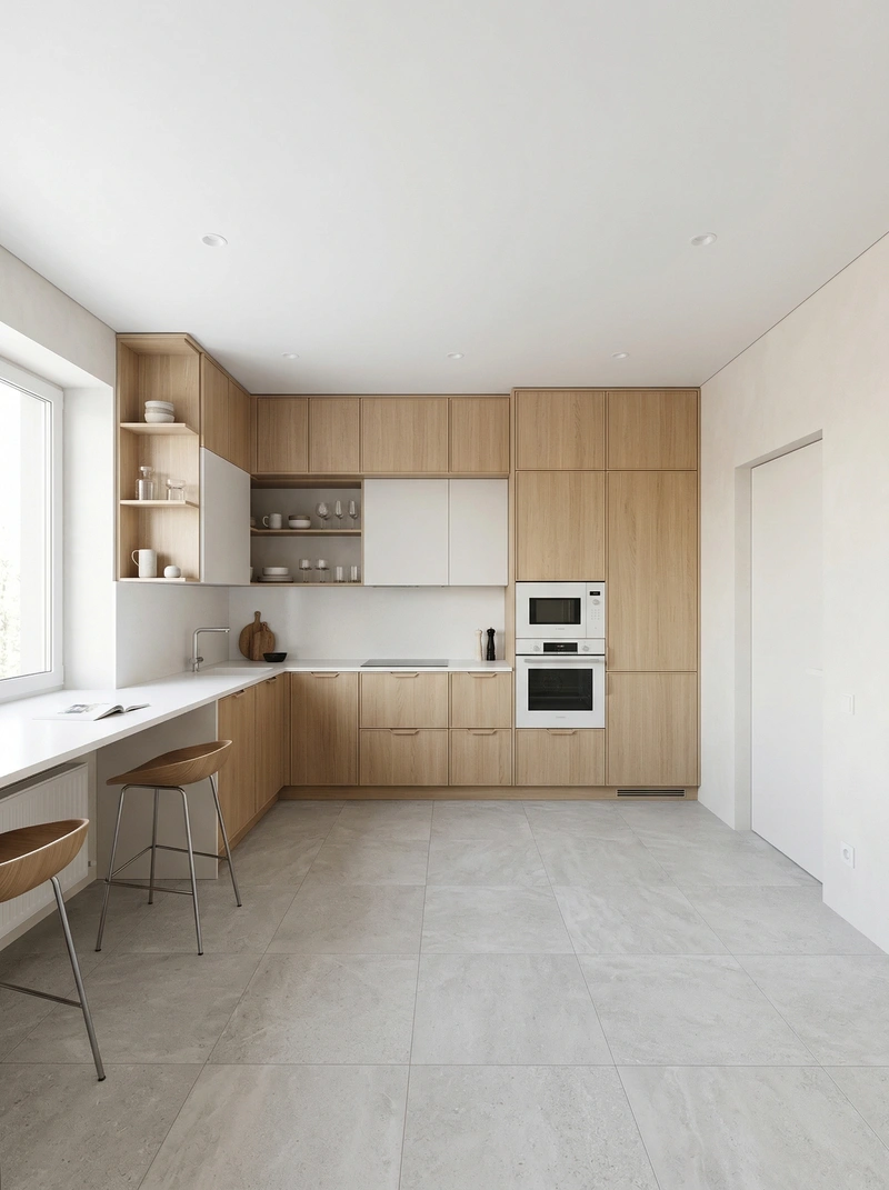 Дизайн кухни в стиле Сканди — фото интерьера от нейросети RoomGPT