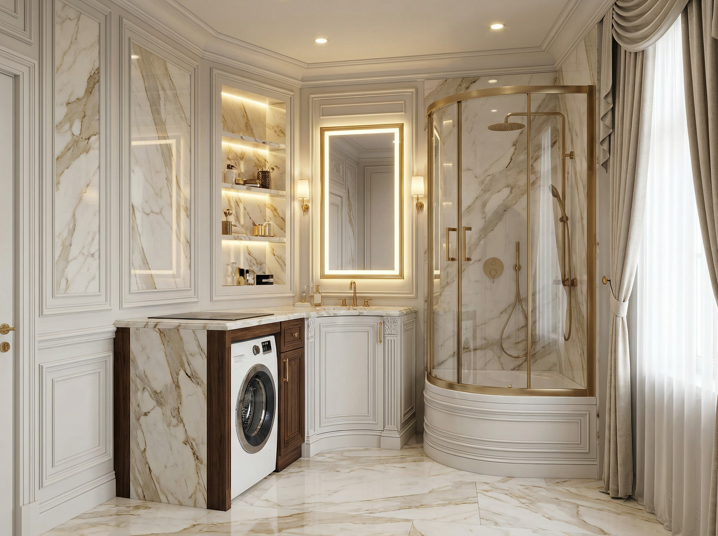 Дизайн ванной в стиле Классика — фото интерьера от нейросети RoomGPT