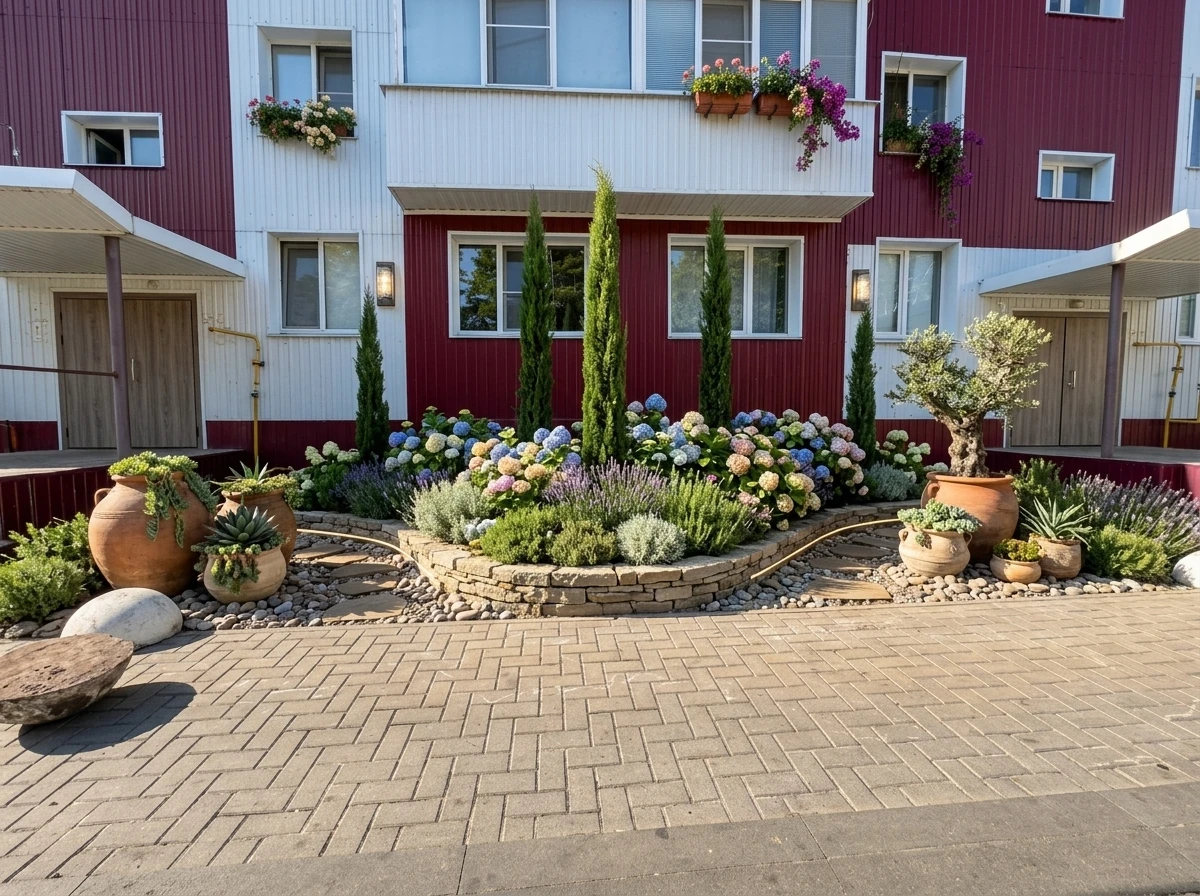 Дизайн участка в стиле Средиземноморский — фото участка от нейросети RoomGPT