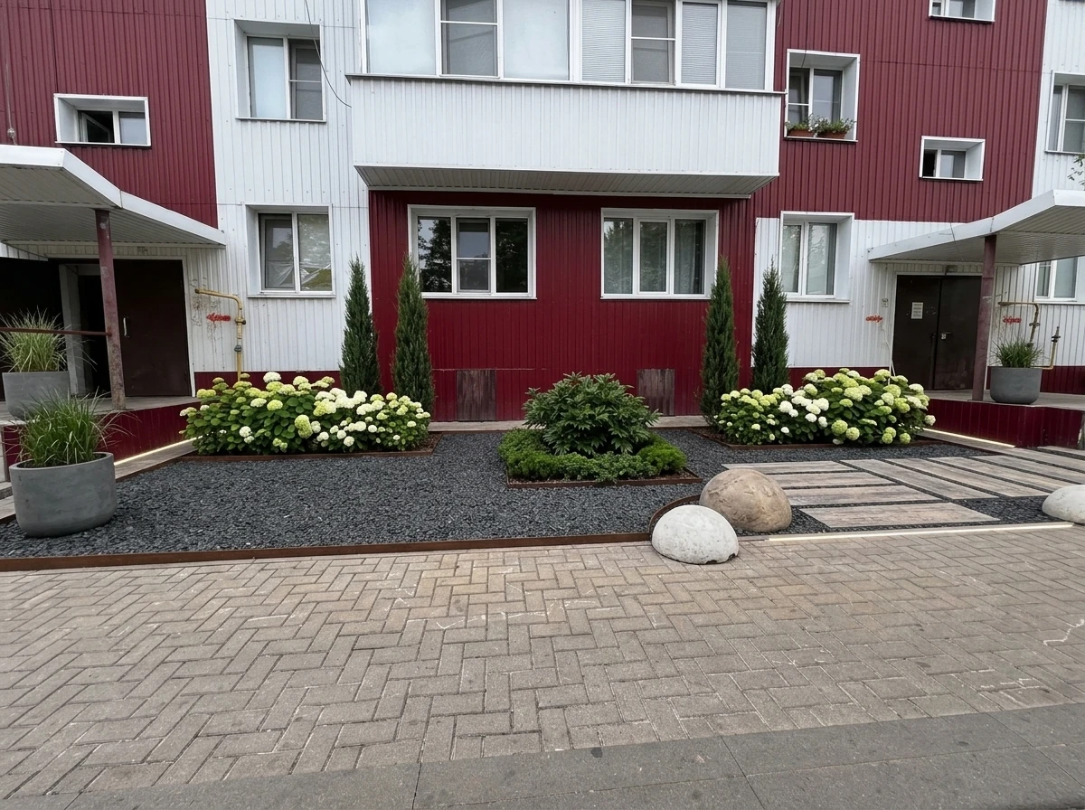 Ландшафтный дизайн в стиле Минимализм — Участок от нейросети RoomGPT