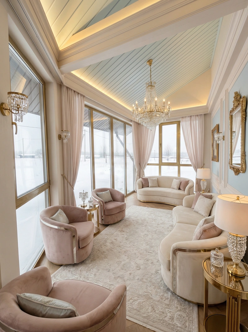 Дизайн интерьера в стиле Неоклассика — Гостиная от нейросети RoomGPT