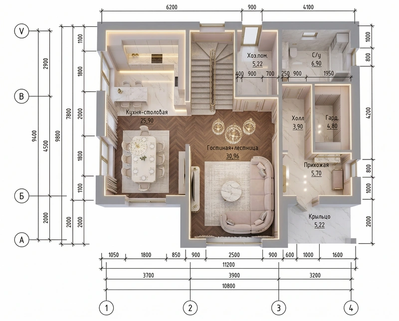 Дизайн гостиной в стиле Неоклассика — фото интерьера от нейросети RoomGPT