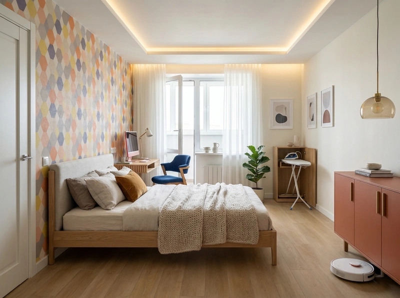 Дизайн интерьера в стиле Сканди — Спальня от нейросети RoomGPT