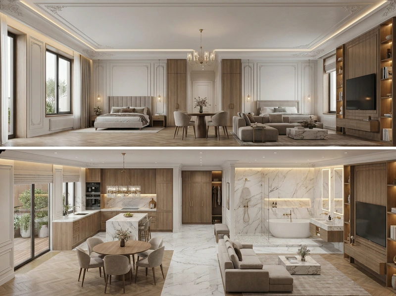 Дизайн ванной в стиле Классика — фото интерьера от нейросети RoomGPT