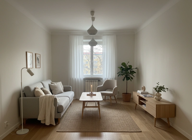 Дизайн интерьера в стиле Хюгге — Гостиная от нейросети RoomGPT