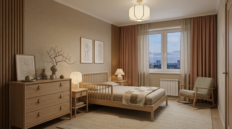 Дизайн детской в стиле Japandi — фото интерьера от нейросети RoomGPT