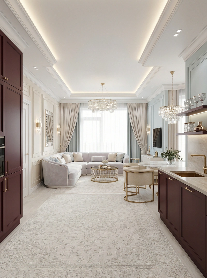 Дизайн интерьера в стиле Неоклассика — Гостиная от нейросети RoomGPT