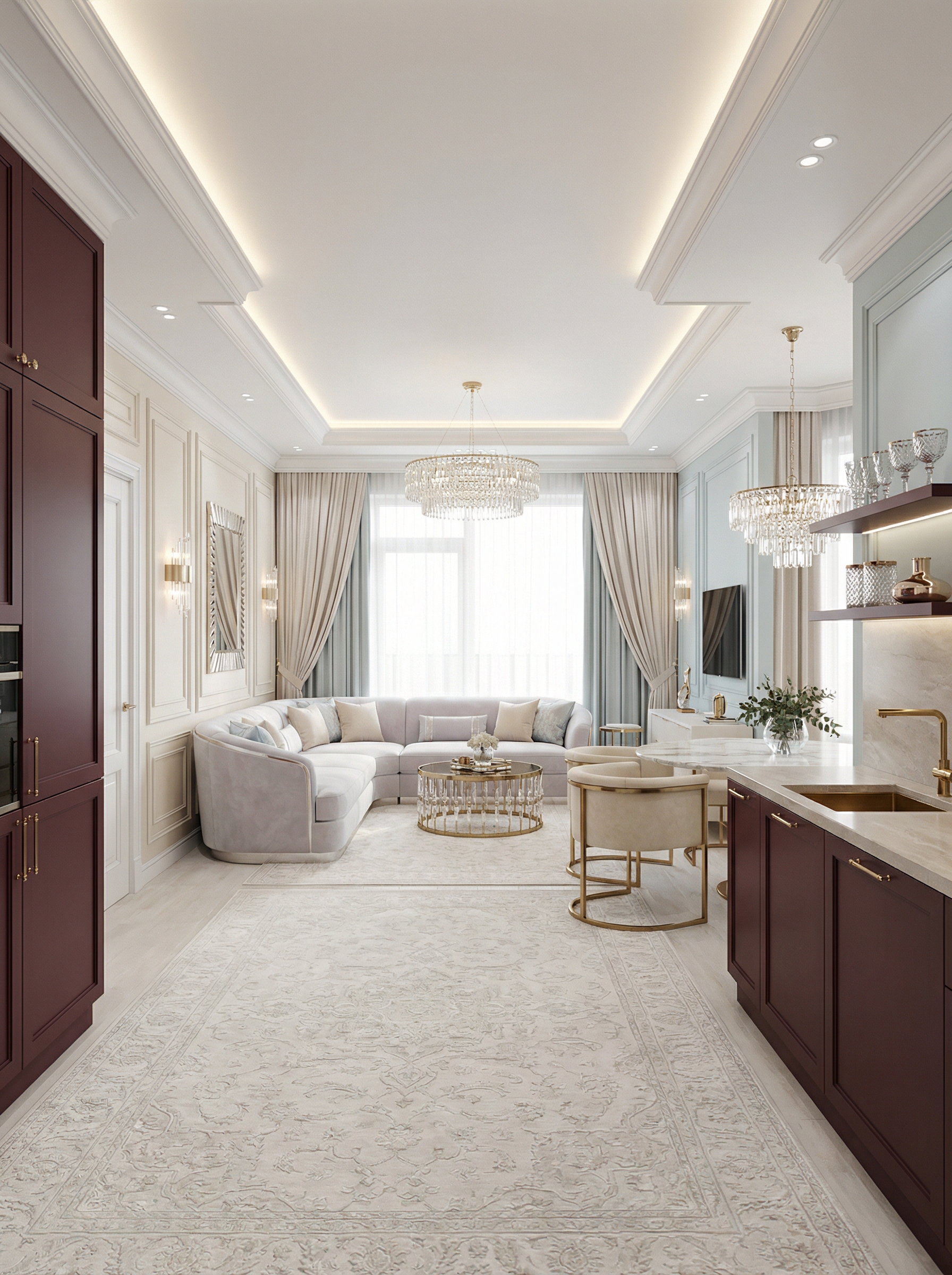 Дизайн гостиной в стиле Неоклассика — фото интерьера от нейросети RoomGPT