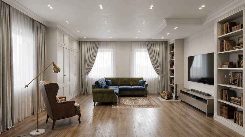 Дизайн интерьера в стиле Классика — Гостиная от нейросети RoomGPT