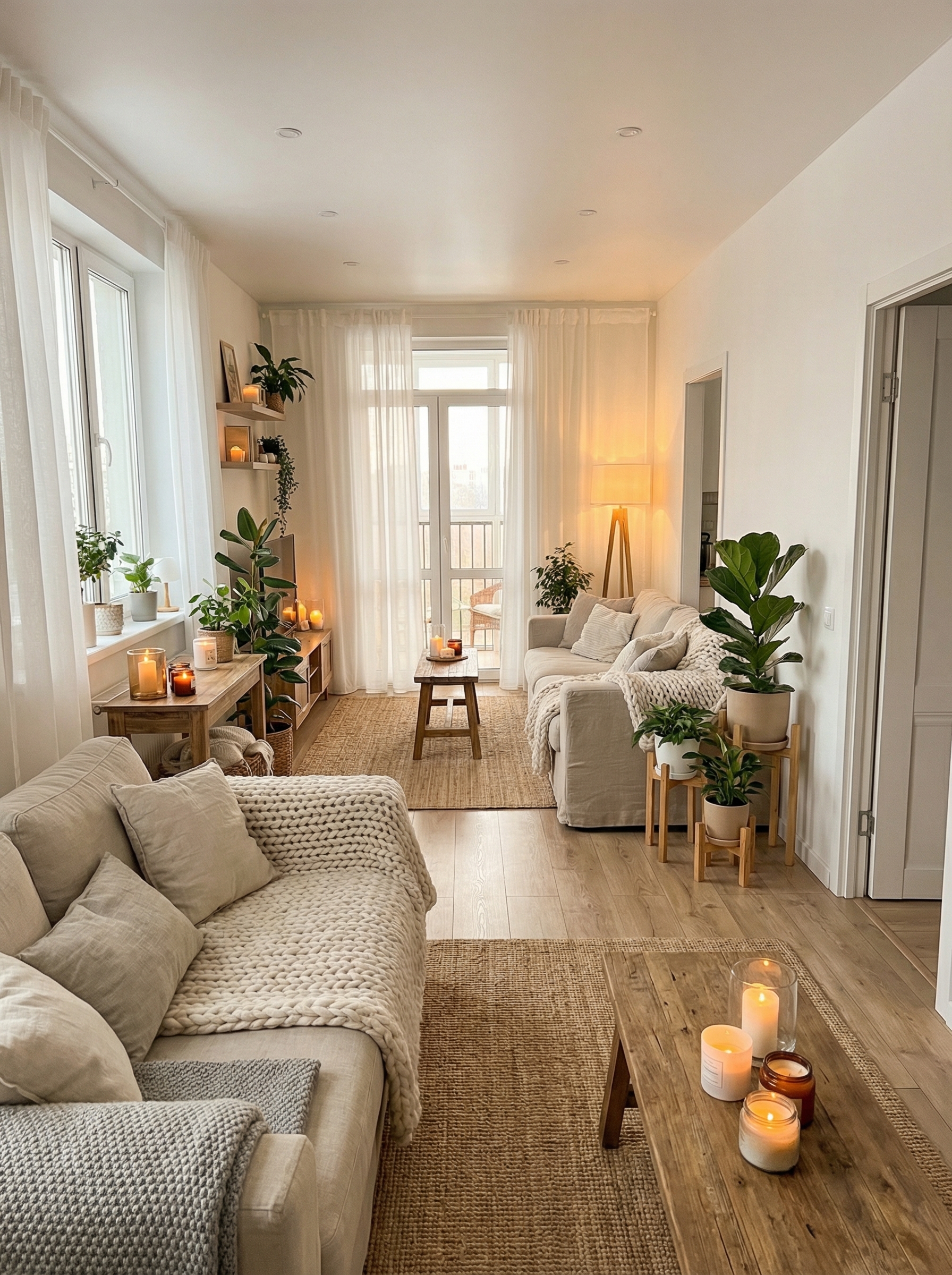 Дизайн гостиной в стиле Хюгге — фото интерьера от нейросети RoomGPT