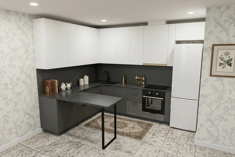 Дизайн кухни в стиле Классика — фото интерьера от нейросети RoomGPT