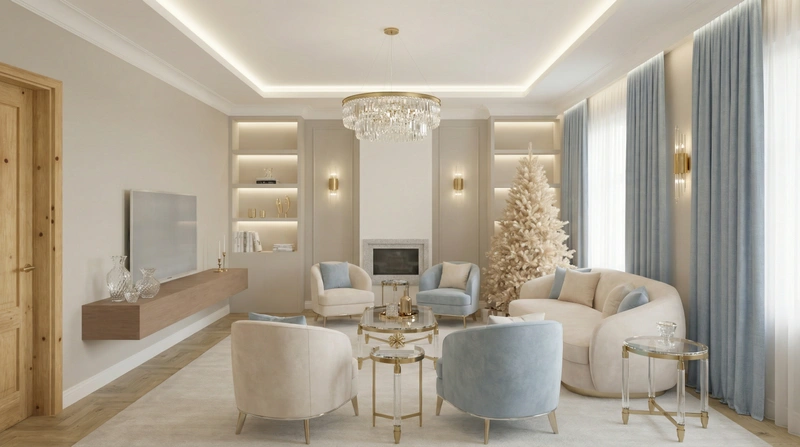 Дизайн интерьера в стиле Неоклассика — Гостиная от нейросети RoomGPT