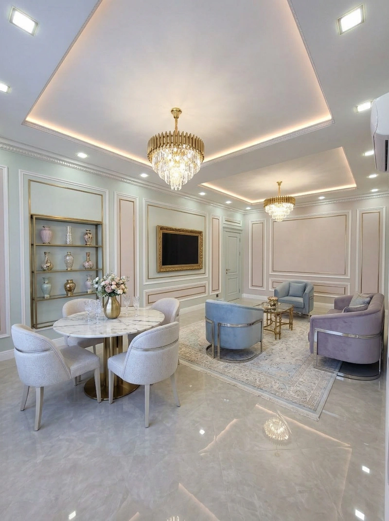 Дизайн интерьера в стиле Неоклассика — Гостиная от нейросети RoomGPT