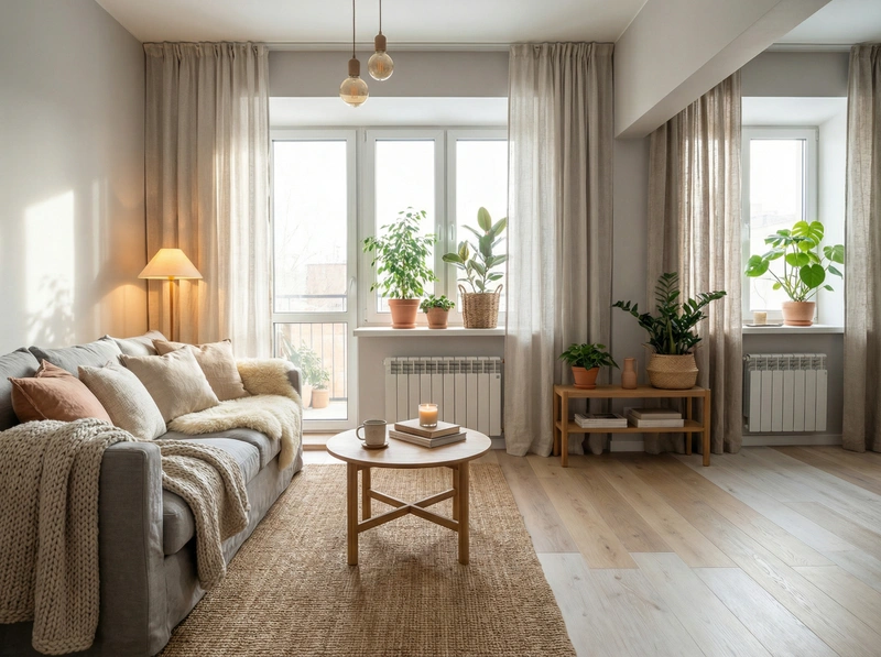 Дизайн интерьера в стиле Хюгге — Гостиная от нейросети RoomGPT