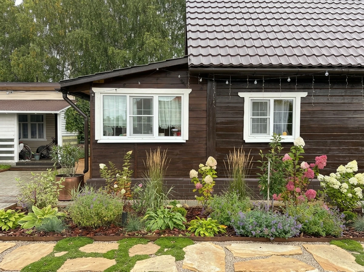Ландшафтный дизайн в стиле Деревенский кантри — Участок от нейросети RoomGPT