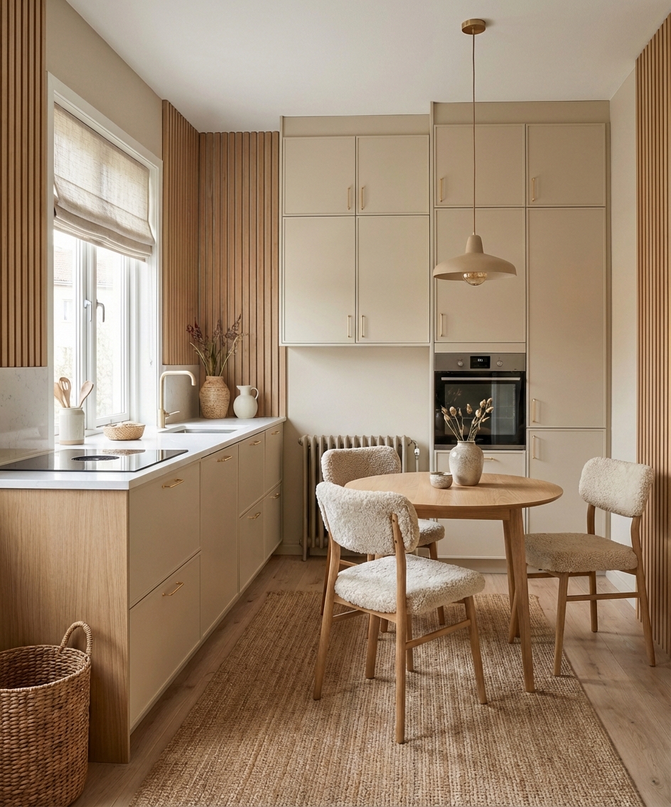 Дизайн кухни в стиле Хюгге — фото интерьера от нейросети RoomGPT
