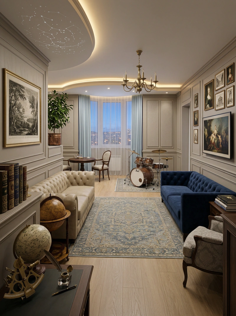 Дизайн интерьера в стиле Классика — Гостиная от нейросети RoomGPT