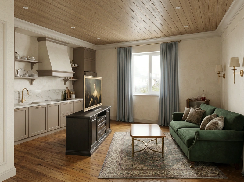 Дизайн интерьера в стиле Классика — Гостиная от нейросети RoomGPT