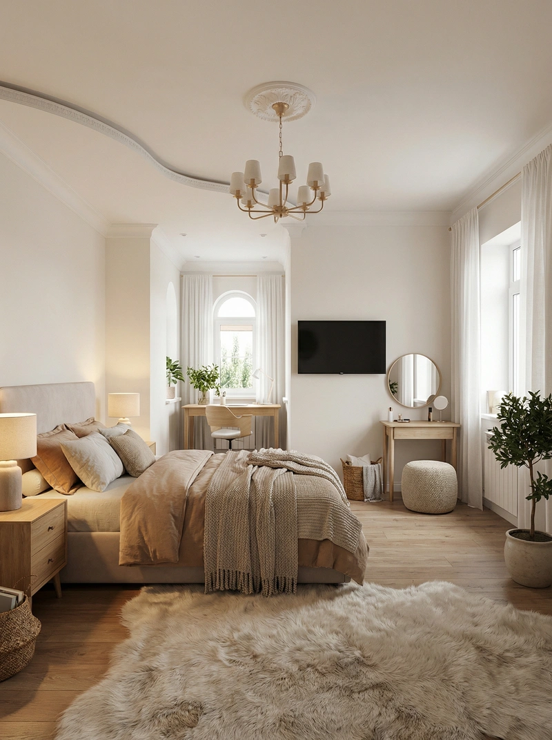 Дизайн интерьера в стиле Хюгге — Спальня от нейросети RoomGPT