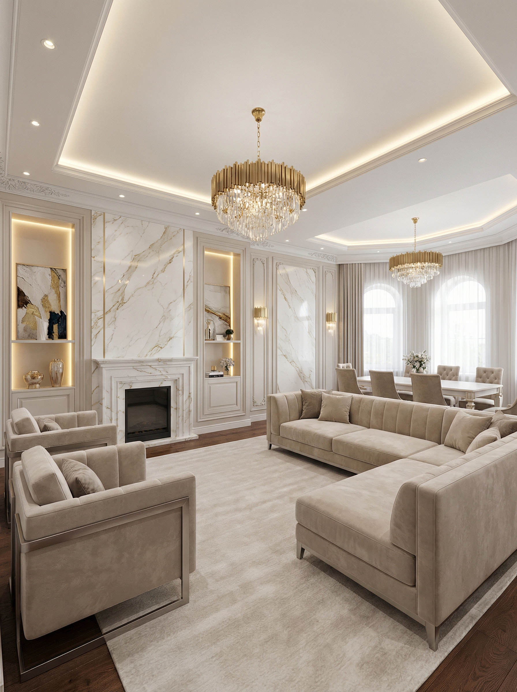 Дизайн гостиной в стиле Классика — фото интерьера от нейросети RoomGPT